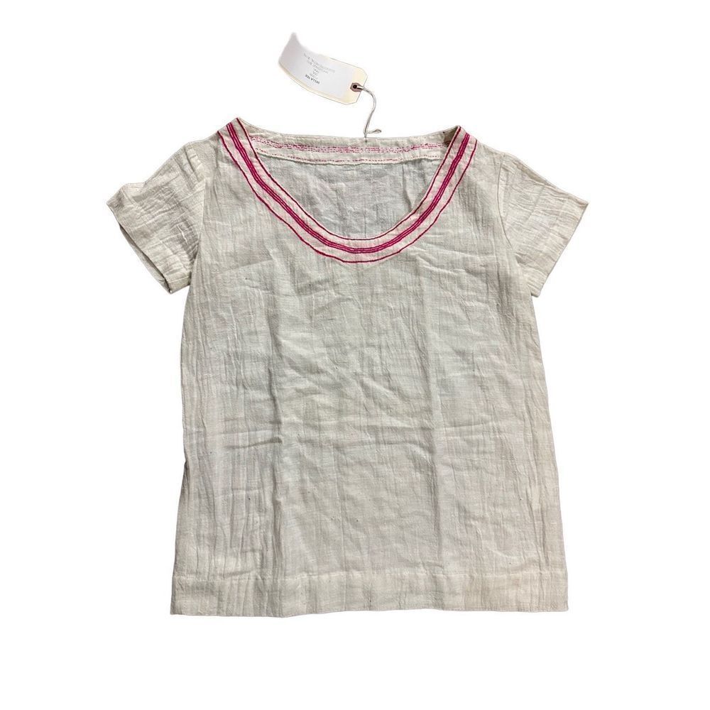 NEW Lemlem Bella Tee 100%‎ cotton white pink trim sz small